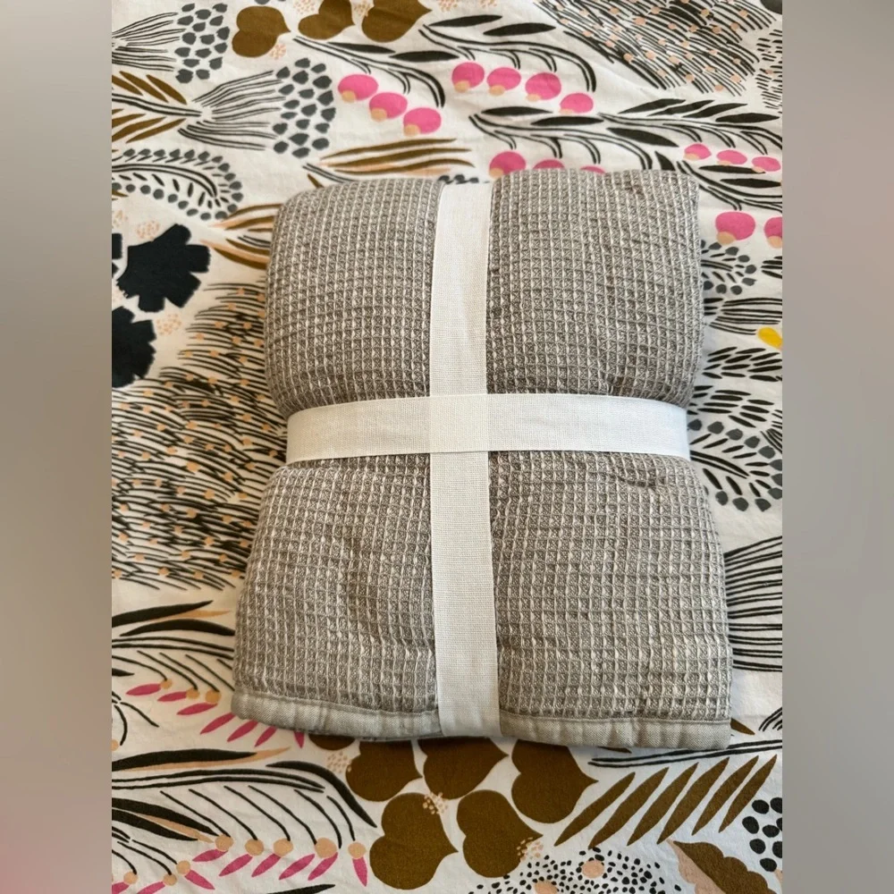 NEW Pottery Barn Belgian Flax Linen Waffle Weave King Pillow Sham Eucalyptus NWT